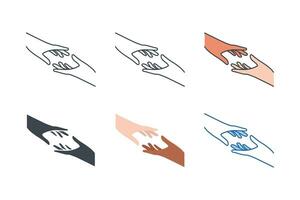 Portion Hand Symbol Sammlung mit anders Stile. Geste, Zeichen von Hilfe und hoffen Symbol Symbol Vektor Illustration isoliert auf Weiß Hintergrund