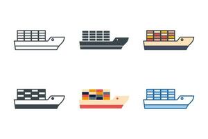 behållare hav fartyg fartyg ikon samling med annorlunda stilar. stor frakt fartyg ikon symbol vektor illustration isolerat på vit bakgrund