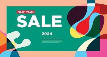 ny år försäljning 2024 färgrik abstrakt baner och hälsning kort design mall vektor