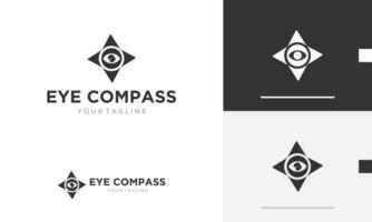 Logo Design Symbol Symbol Auge Ort Reise Vision Technologie Optik Linse Augapfel Kompass Route vektor