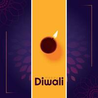 glücklich Diwali Design mit Diya Öl Lampe Elemente Hintergrund, Hindu religiös Diwali Festival Poster Design vektor