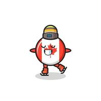 Kanada-Flagge-Abzeichen-Cartoon als Eislaufspieler, der performt vektor