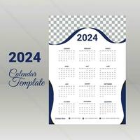 en gång i månaden kalender design mall för 2024 år. vägg kalender i en minimalistisk stil. planerare för 2024 år. vektor