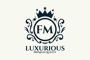 Initiale Brief fm königlich Luxus Logo Vorlage im Vektor Kunst zum luxuriös branding Vektor Illustration.