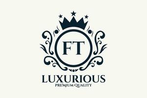 Initiale Brief ft königlich Luxus Logo Vorlage im Vektor Kunst zum luxuriös branding Vektor Illustration.