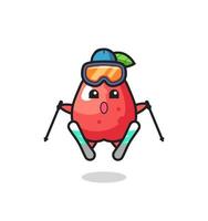 Wasserapfel-Maskottchen-Charakter als Skispieler vektor