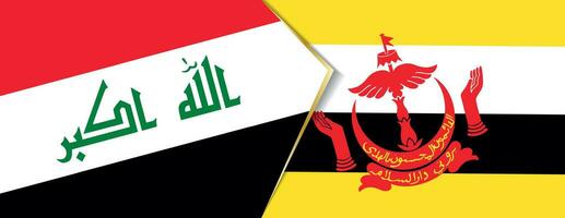 irak och brunei flaggor, två vektor flaggor.