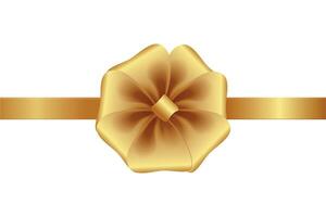 lyx guld rosett och ribbon.can vara Begagnade för gåva omslag för födelsedag, hjärtans dag. rosett isolerat på en vit bakgrund. vektor illustration