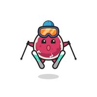 Rindfleisch-Maskottchen-Charakter als Skispieler vektor