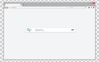 Browserfenster auf transparentem Hintergrund. Browser-Suche. vektor