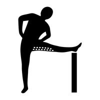 Stretching-Übungs-Icon zum Dehnen der Oberschenkel und Abduktoren. vektor