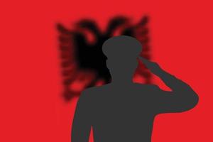 Lötsilhouette auf Unschärfehintergrund mit Albanien-Flagge.