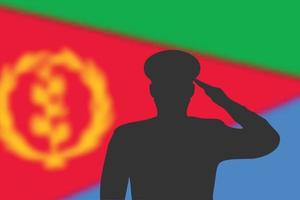 Lötsilhouette auf Unschärfehintergrund mit Eritrea-Flagge. vektor