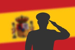 lödsilhuett på suddig bakgrund med spaniens flagga. vektor