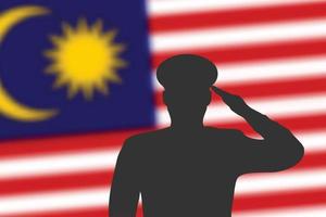 Lötsilhouette auf unscharfem Hintergrund mit Malaysia-Flagge. vektor
