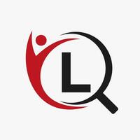 Brief l Suche und Gesundheitsvorsorge Logo Design. Gemeinschaft Finder Logo Symbol vektor