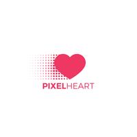 Pixel heart logo. Vektor platt illustration