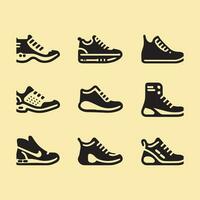 isoliert eben Vektor Silhouette Turnschuhe oder Schuhe Symbol einstellen Symbole von Schuhwerk