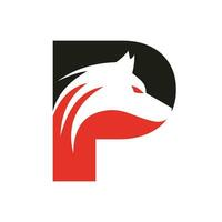 Brief p Wolf Logo. Wolf Symbol Vektor Vorlage