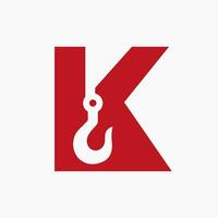 Brief k Kran Symbol zum Konstruktion Logo Zeichen vektor