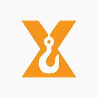 Brief x Kran Symbol zum Konstruktion Logo Zeichen vektor