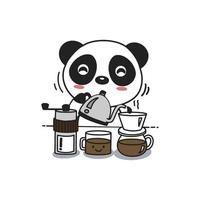 Netter Panda, der Kaffeekarikatur, Vektorillustration macht vektor