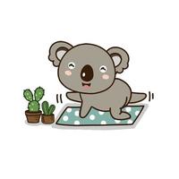 süßer Koala, der mit Yoga meditiert. Süße Zeichentrickfigur. vektor