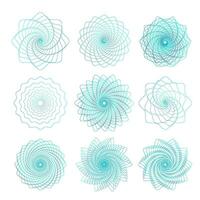 uppsättning av runda guillocherat rader ornament. abstrakt vektor cirkel rosett element. vektor illustrationer användbar för sedel, diplom, certifikat, notera, valuta, voucher eller pengar design