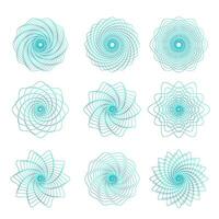 guillocherat pengar säkerhet vattenstämplar uppsättning, geometrisk runda rosetter. geometrisk cirkulär virvla runt vattenstämplar vektor illustration samling. runda guillocherat element. kontroll pålitlighet på dokument