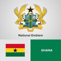 Ghana National Emblem, karta och flagga vektor