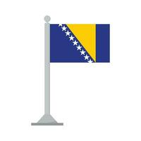 Flagge von Bosnien und Herzegowina auf Fahnenstange isoliert vektor