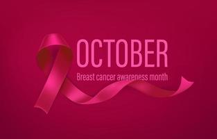 Monat des Bewusstseins für Brustkrebs. Banner mit rosa Seidenband vektor