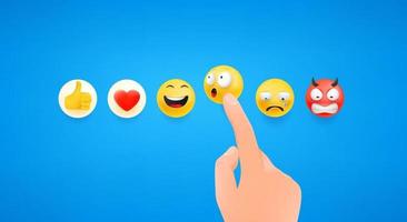 Finger drücken Emoji-Reaktion in sozialen Medien. vektor