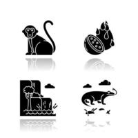 Indonesien Schlagschatten schwarze Glyphe Icons Set vektor