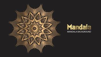 Mandala-Design Mandala-Vektor runder Luxus-Design goldener Pinseltext. vektor