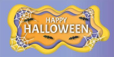 Happy Halloween-Banner im Scherenschnitt-Stil vektor