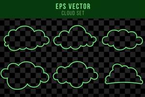 grönt moln neon linje isolerad vektor illustration med glänsande glöd