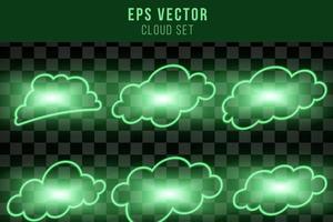 grönt moln neon linje isolerad vektor illustration med glänsande glöd