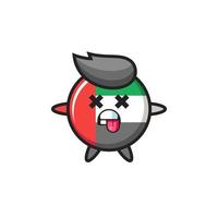 Charakter des niedlichen Flaggenabzeichens der Vereinigten Arabischen Emirate mit toter Pose vektor