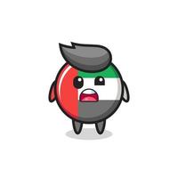 Das schockierte Gesicht des niedlichen Maskottchens mit der Flagge der Vereinigten Arabischen Emirate vektor