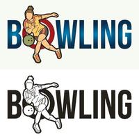 Bowling-Brieftext mit Frauensportspielern vektor
