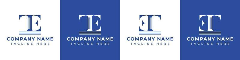 brev et och te pelare logotyp, lämplig för företag med te eller et relaterad till pelare. vektor