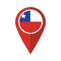 Flagge von Chile Flagge auf Karte punktgenau Symbol isoliert rot Farbe vektor