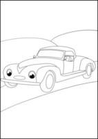 retro bilar målarbok, enkla bilfärgsidor för barn.