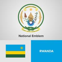 Rwanda National Emblem, karta och flagga vektor