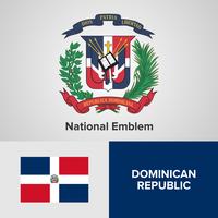 Dominikanische Republik National Emblem, Karte und Flagge vektor