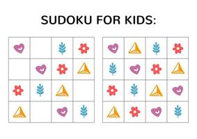 Sudoku-Spiel für Kinder mit süßen Bildern. vektor