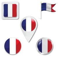 uppsättning ikoner för Frankrikes nationella flagga vektor