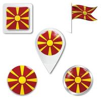 Satz von Symbolen der Nationalflagge von Mazedonien vektor