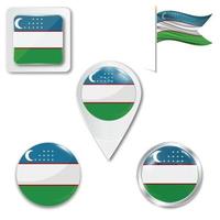 Reihe von Symbolen der Nationalflagge von Usbekistan vektor